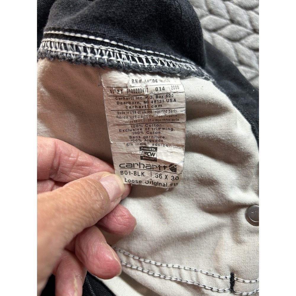 Carhartt B01 BLK Duck Double Front Work Pants Mens 36x30 Black USA Made - Picture 8 of 12